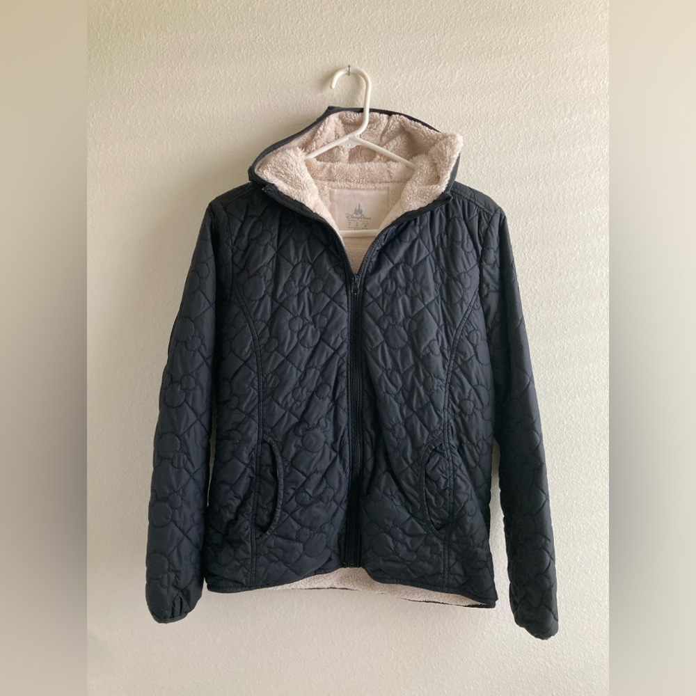 Disney Parks Black Jacket with Cream Fleece Size S - Picture 1 of 8